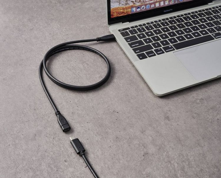Produktbild: Renkforce USB-Kabel USB 3.2 Gen1 USB-C&reg; Stecker, USB-C&reg; Buchse 1.00m Schwarz RF-5720414