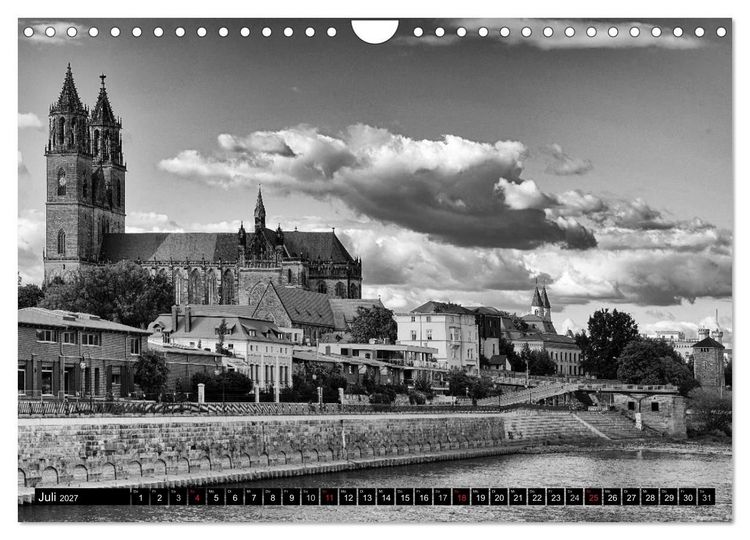 Produktbild: Magdeburg in Schwarz - Wei&szlig; (Wandkalender 2027 DIN A4 quer), CALVENDO Monatskalender