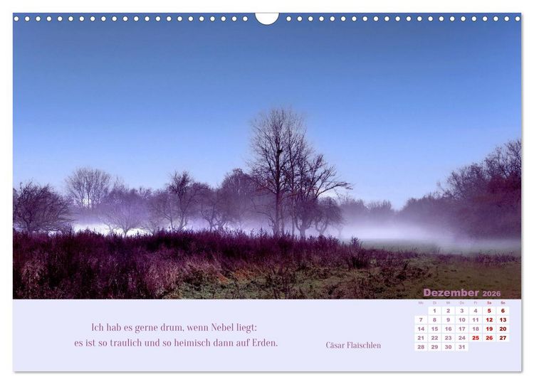 Produktbild: Nebelfarben. Ein poetischer Spaziergang (Wandkalender 2026 DIN A3 quer), CALVENDO Monatskalender