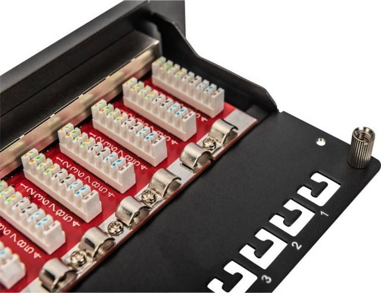 Produktbild: Digitus DN-91612S-EA 12 Port Netzwerk-Patchpanel 254mm (10\") CAT 6a 1 HE Best&uuml;ckt