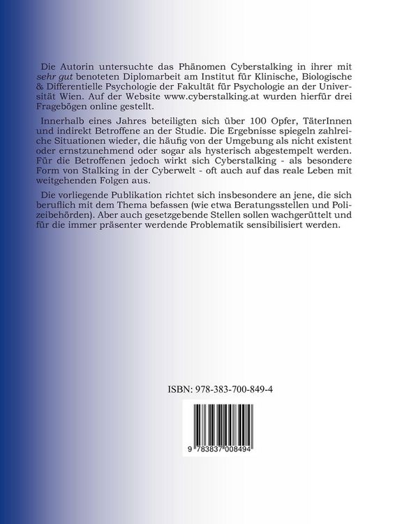 Produktbild: Cyberstalking - Stalking im Internet, Foren, Newsgroups, Chats, per eMail