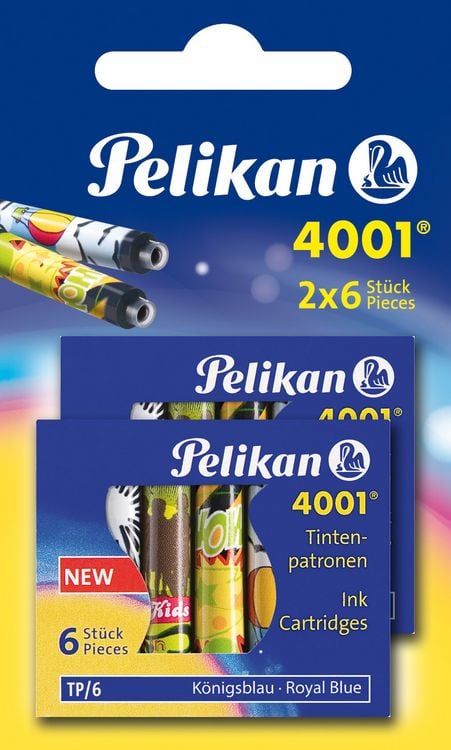 Produktbild: Pelikan Tintenpatronen 4001&reg; 2 x 6er Set Patronen mit bunt bedruckten Standard-Tintenpatronen K&ouml;nigsblau