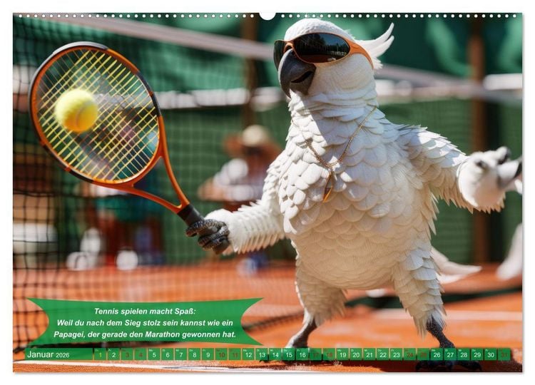 Produktbild: Der tierisch lustige Tennis-Kalender (Wandkalender 2026 DIN A2 quer), CALVENDO Monatskalender