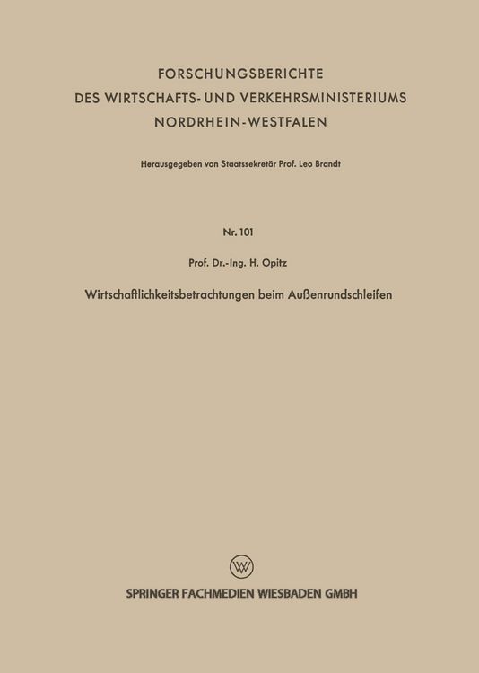 Produktbild: Wirtschaftlichkeitsbetrachtungen beim Au&szlig;enrundschleifen