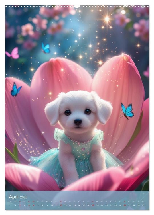 Produktbild: Puppy Tales - M&auml;rchen auf vier Pfoten (hochwertiger Premium Wandkalender 2026 DIN A2 hoch), Kunstdruck in Hochglanz