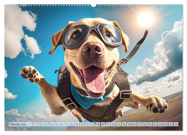 Produktbild: Hunde Skydiving (Wandkalender 2026 DIN A2 quer), CALVENDO Monatskalender