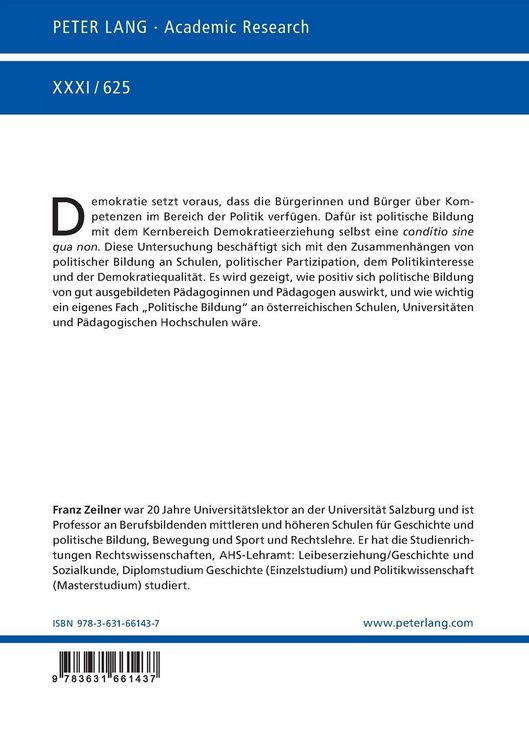Produktbild: Politische Bildung als Instrument zur Verbesserung der politischen Partizipation, des Politikinteresses und der Demokratiequalitaet