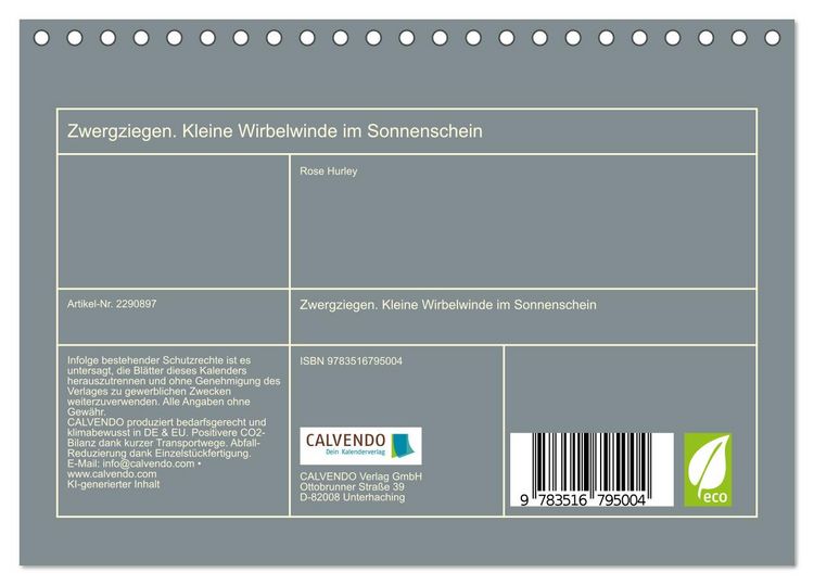 Produktbild: Zwergziegen. Kleine Wirbelwinde im Sonnenschein (Tischkalender 2027 DIN A5 quer), CALVENDO Monatskalender