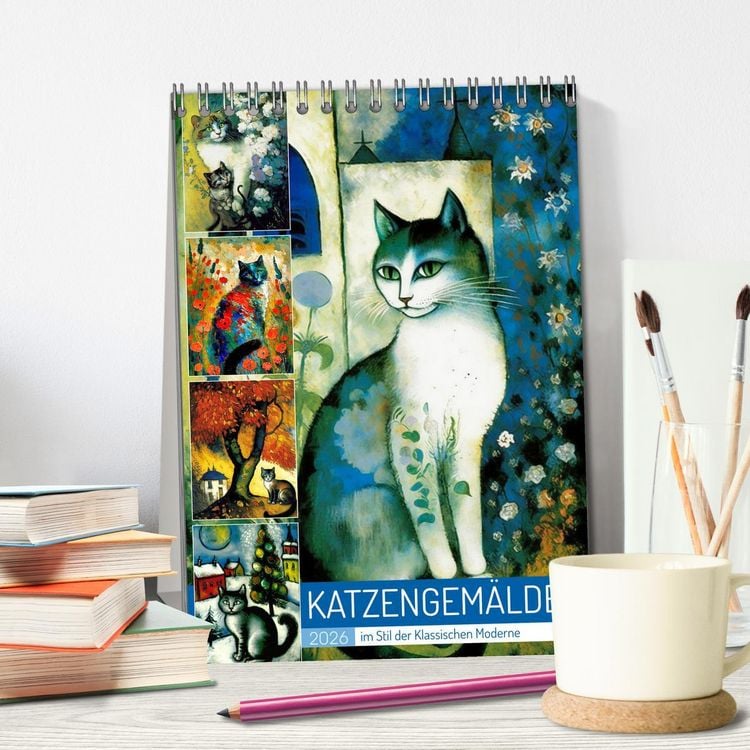 Produktbild: Katzengem&auml;lde (Tischkalender 2026 DIN A5 hoch), CALVENDO Monatskalender