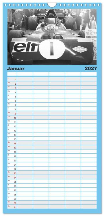 Produktbild: Familienplaner 2027 - Formel, Rennen, Boxengasse 1971-&acute;83 mit 5 Spalten (Wandkalender, 21 x 45 cm) CALVENDO