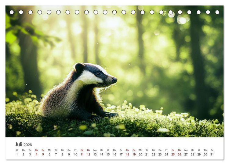 Produktbild: Stur, stark, sympathisch - Der Dachs - Kalender (Tischkalender 2026 DIN A5 quer), CALVENDO Monatskalender