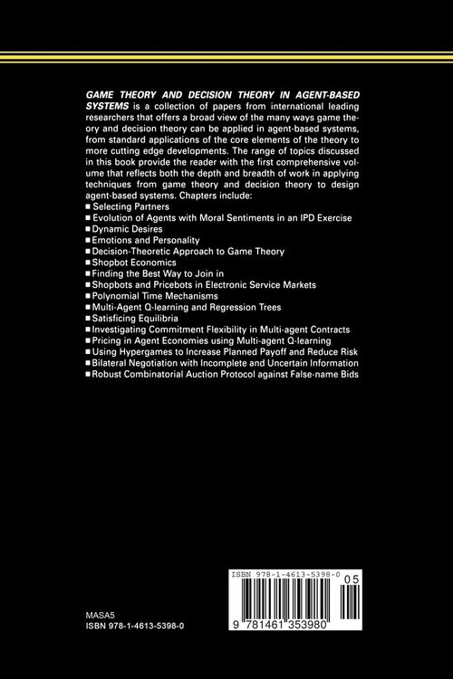 Produktbild: Game Theory and Decision Theory in Agent-Based Systems