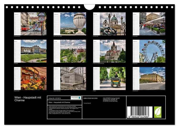 Produktbild: Wien - Haupstadt mit Charme (Wandkalender 2026 DIN A4 quer), CALVENDO Monatskalender