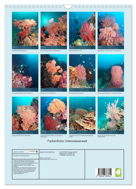 Produktbild: Farbenfrohe Unterwasserwelt (Wandkalender 2026 DIN A3 hoch), CALVENDO Monatskalender