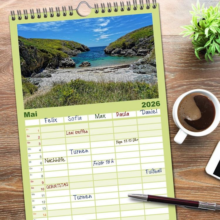 Produktbild: Familienplaner 2026 - Belle Ile en Mer - Ein bretonisches Paradies mit 5 Spalten (Wandkalender, 21 x 45 cm) CALVENDO