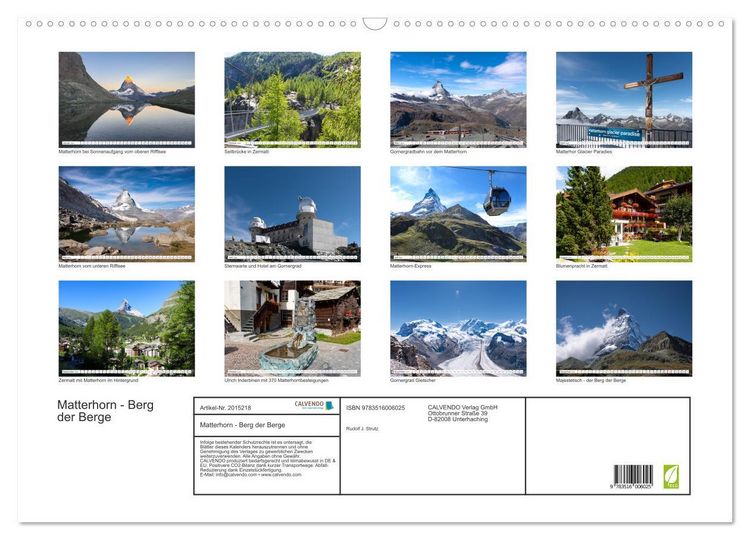 Produktbild: Matterhorn - Berg der Berge (Wandkalender 2026 DIN A2 quer), CALVENDO Monatskalender