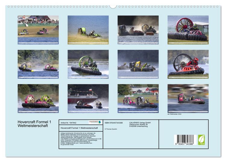 Produktbild: Hovercraft Formel 1 Weltmeisterschaft (hochwertiger Premium Wandkalender 2026 DIN A2 quer), Kunstdruck in Hochglanz