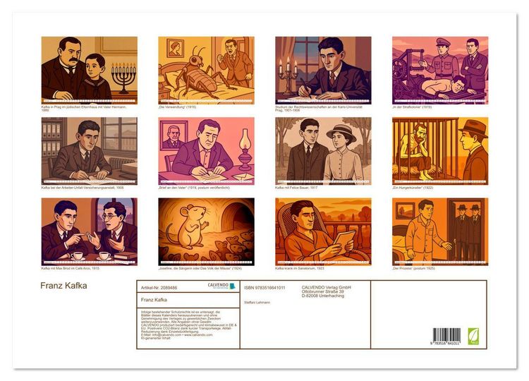 Produktbild: Franz Kafka (Wandkalender 2026 DIN A2 quer), CALVENDO Monatskalender