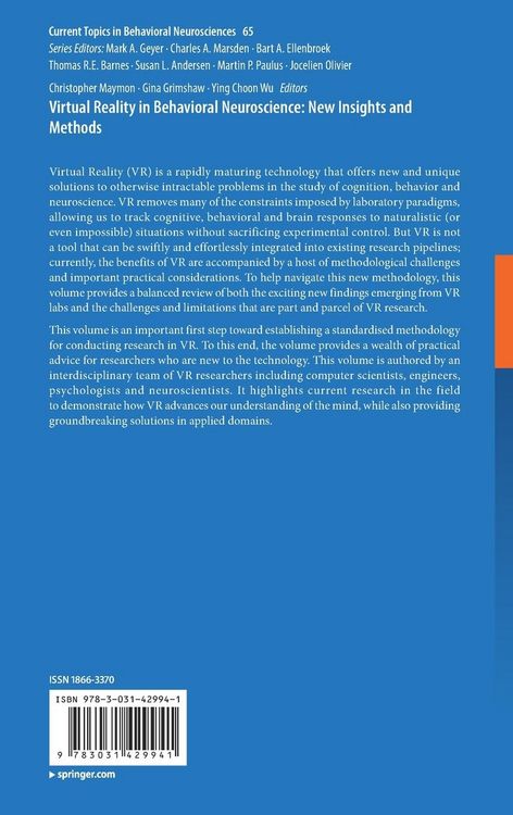Produktbild: Virtual Reality in Behavioral Neuroscience: New Insights and Methods