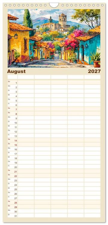 Produktbild: Familienplaner 2027 - Magisches Mexiko. Leuchtende Impressionen mit 5 Spalten (Wandkalender, 21 x 45 cm) CALVENDO