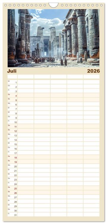 Produktbild: Familienplaner 2026 - Im Schatten der Pyramidern mit 5 Spalten (Wandkalender, 21 x 45 cm) CALVENDO