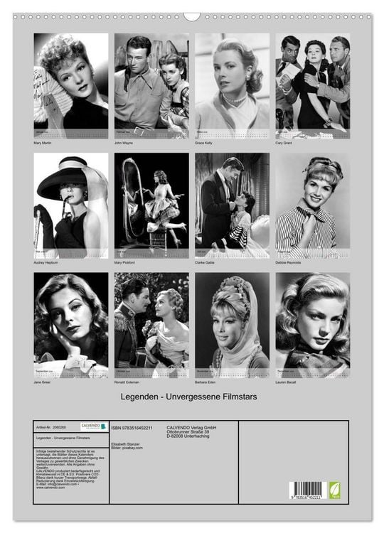 Produktbild: Legenden - Unvergessene Filmstars (Wandkalender 2026 DIN A2 hoch), CALVENDO Monatskalender