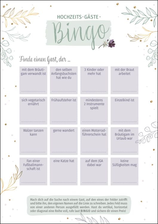 Produktbild: Hochzeits-G&auml;ste-Bingo