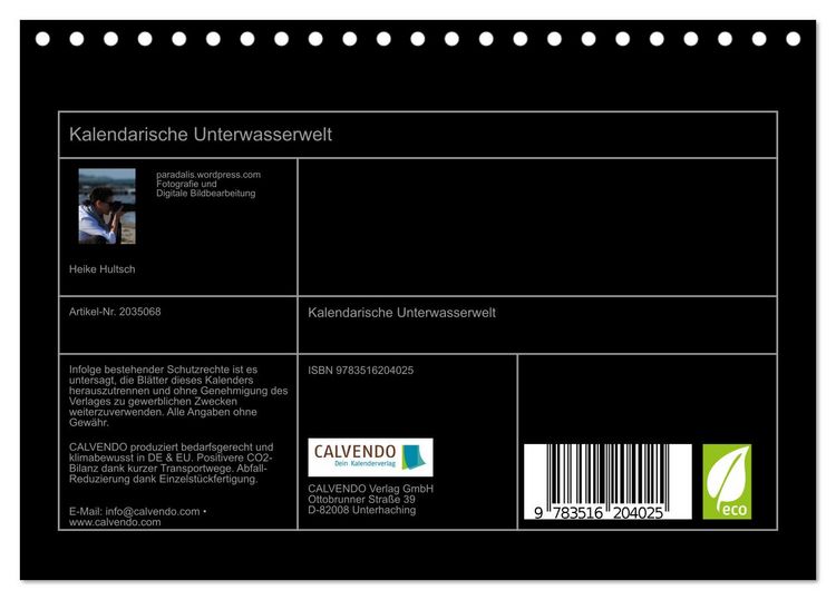 Produktbild: Kalendarische Unterwasserwelt (Tischkalender 2026 DIN A5 quer), CALVENDO Monatskalender