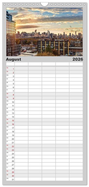Produktbild: Familienplaner 2026 - New York Impressionen mit 5 Spalten (Wandkalender, 21 x 45 cm) CALVENDO