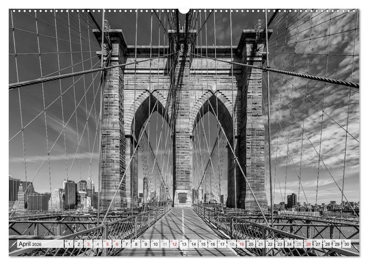 Produktbild: BROOKLYN BRIDGE Das Wahrzeichen von New York City (hochwertiger Premium Wandkalender 2026 DIN A2 quer), Kunstdruck in Hochglanz
