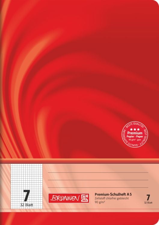Produktbild: Brunnen Schulheft Premium Vivendi | A5, Lineatur 7, 32 Blatt, rot