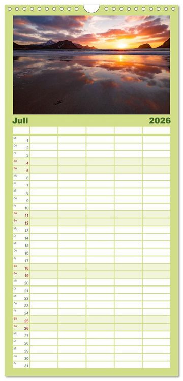 Produktbild: Familienplaner 2026 - Lofoten - Eine Reise durch Nordnorwegen mit 5 Spalten (Wandkalender, 21 x 45 cm) CALVENDO