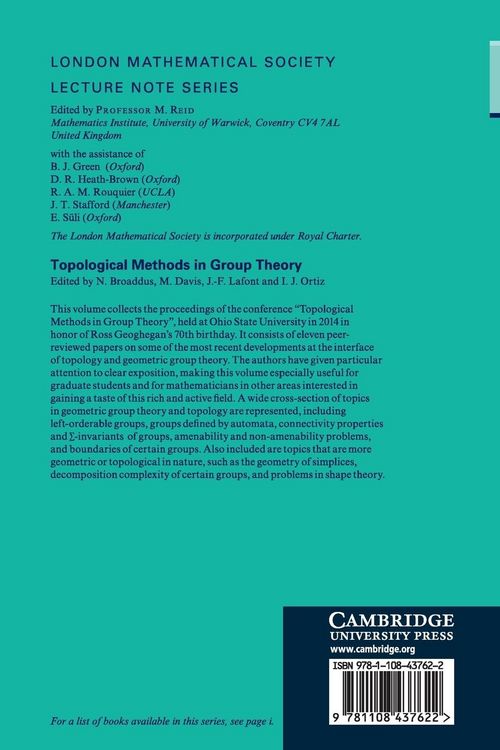 Produktbild: Topological Methods in Group Theory