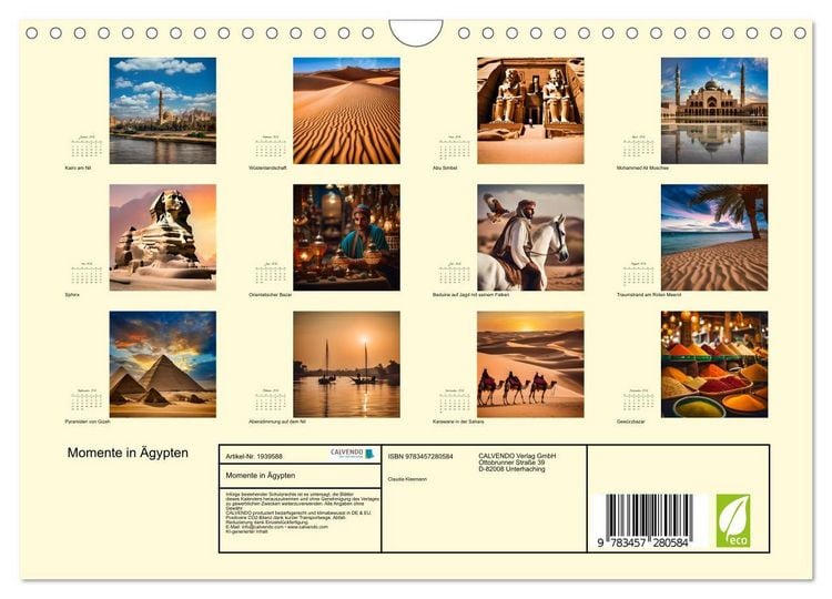 Produktbild: Momente in &Auml;gypten (Wandkalender 2026 DIN A4 quer), CALVENDO Monatskalender