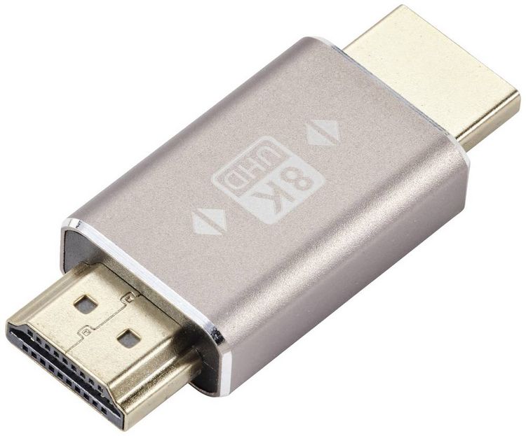 Produktbild: SpeaKa Professional SP-11301996 HDMI Adapter [1x HDMI-Stecker - 1x HDMI-Stecker] Grau UHD 8K @ 60 Hz, UHD 4K @ 120 Hz Stecker 180&deg; gedreht