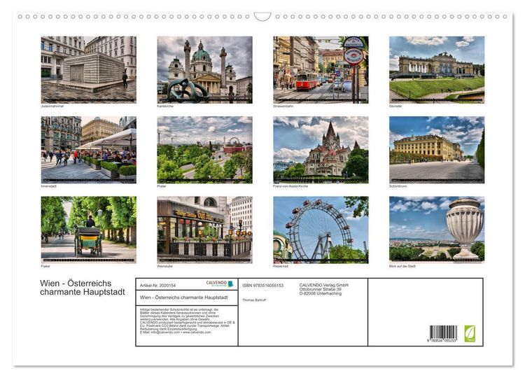 Produktbild: Wien - &Ouml;sterreichs charmante Hauptstadt (Wandkalender 2026 DIN A2 quer), CALVENDO Monatskalender