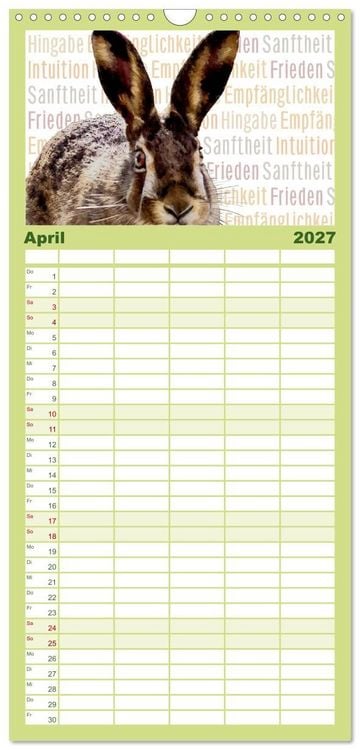 Produktbild: Familienplaner 2027 - Mein wildes Krafttier voller Achtsamkeit mit 5 Spalten (Wandkalender, 21 x 45 cm) CALVENDO