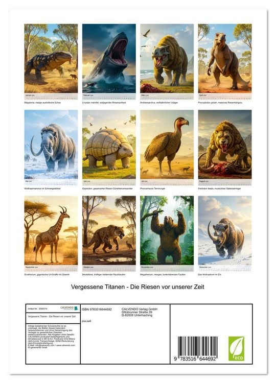 Produktbild: Vergessene Titanen - Die Riesen vor unserer Zeit (Wandkalender 2026 DIN A4 hoch), CALVENDO Monatskalender