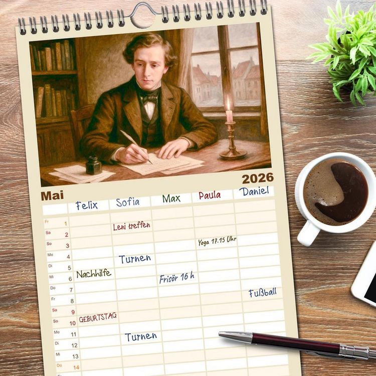 Produktbild: Familienplaner 2026 - Theodor Storm. Sein Leben, seine Werke mit 5 Spalten (Wandkalender, 21 x 45 cm) CALVENDO