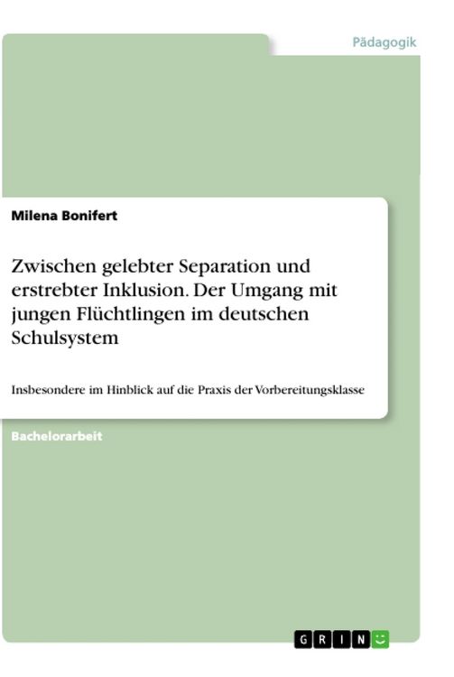 Produktbild: Zwischen gelebter Separation und erstrebter Inklusion. Der Umgang mit jungen Fl&uuml;chtlingen im deutschen Schulsystem