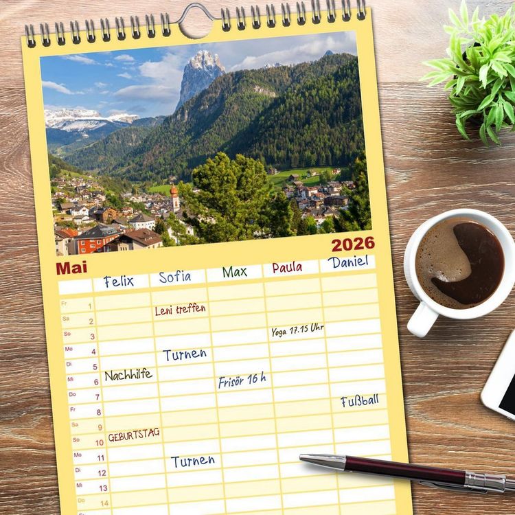 Produktbild: Familienplaner 2026 - S&uuml;dtirol - Von Meran bis zum Pragser Wildsee mit 5 Spalten (Wandkalender, 21 x 45 cm) CALVENDO