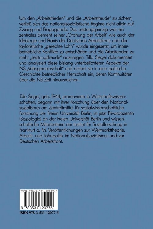 Produktbild: Leistung und Lohn in der nationalsozialistischen &bdquo;Ordnung der Arbeit&ldquo;