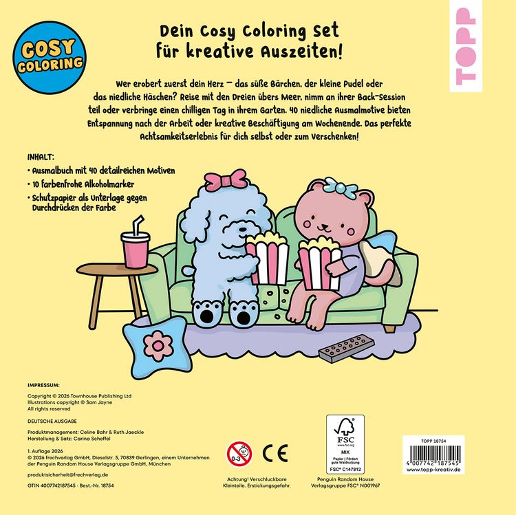 Produktbild: Cosy Coloring &bdquo;Cotton Candy&ldquo; Ausmalset - Einfach niedlich ausmalen