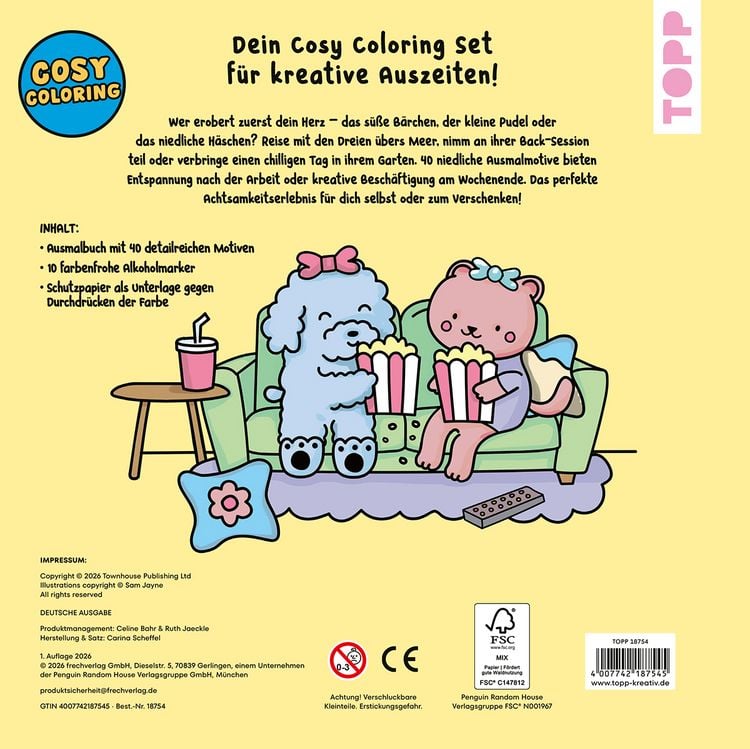 Produktbild: Cosy Coloring &bdquo;Cotton Candy&ldquo; Ausmalset - Einfach niedlich ausmalen