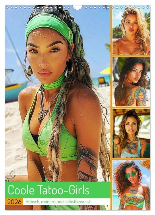Produktbild: Coole Tatoo-Girls. H&uuml;bsch, modern und selbstbewusst (Wandkalender 2026 DIN A3 hoch), CALVENDO Monatskalender