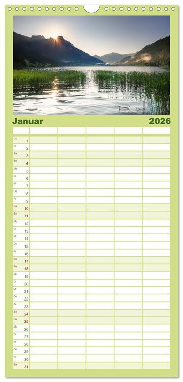 Produktbild: Familienplaner 2026 - Bergwelten mit 5 Spalten (Wandkalender, 21 x 45 cm) CALVENDO