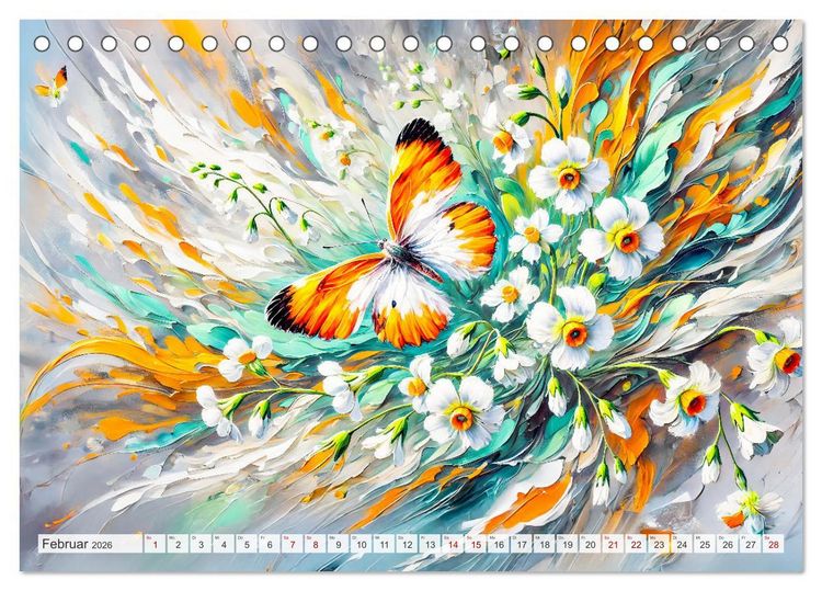 Produktbild: Schmetterlinge und ihre Blumenfreunde in lebhaften Farben (Tischkalender 2026 DIN A5 quer), CALVENDO Monatskalender