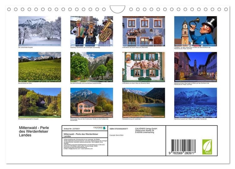 Produktbild: Mittenwald - Perle des Werdenfelser Landes (Wandkalender 2027 DIN A4 quer), CALVENDO Monatskalender