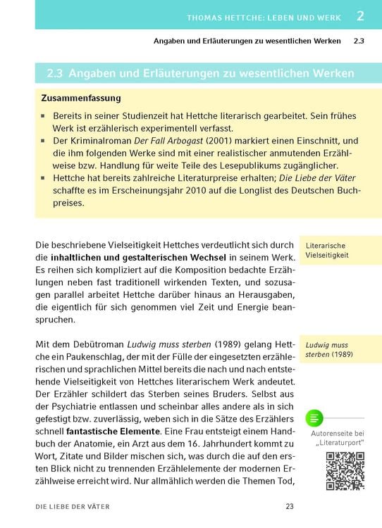 Produktbild: Die Liebe der Väter von Thomas Hettche - Textanalyse und Interpretation