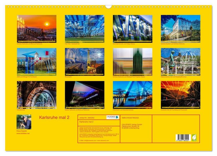 Produktbild: Karlsruhe mal 2 (Wandkalender 2026 DIN A2 quer), CALVENDO Monatskalender